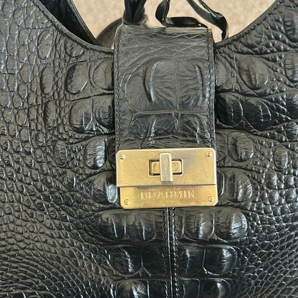 Brahmin Maggie Hobo Purse - Black Croc